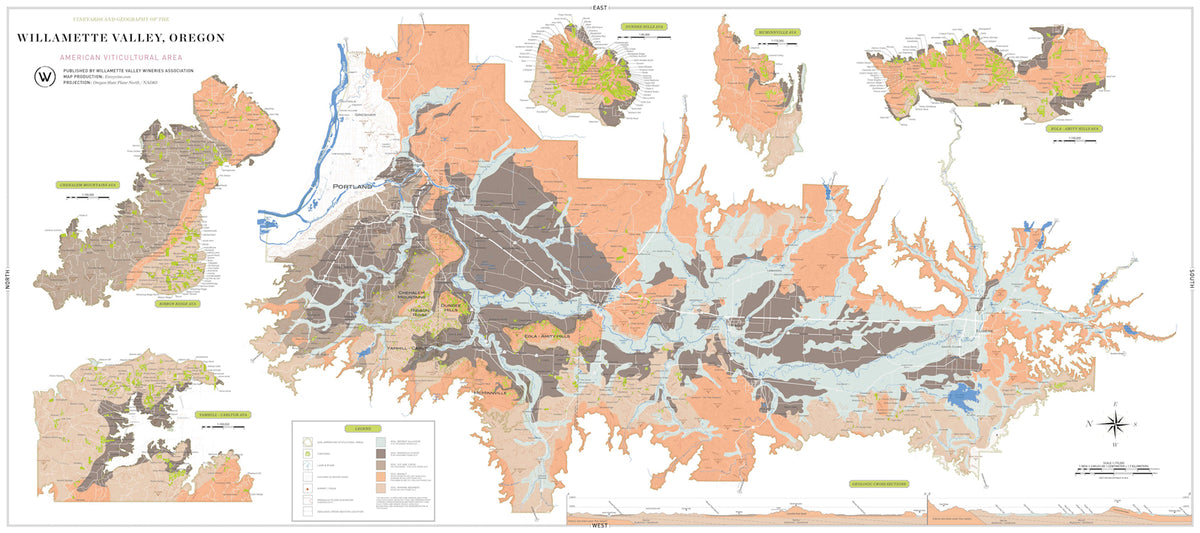 VINEYARD MAP of the WILLAMETTE VALLEY (VINTAGE)